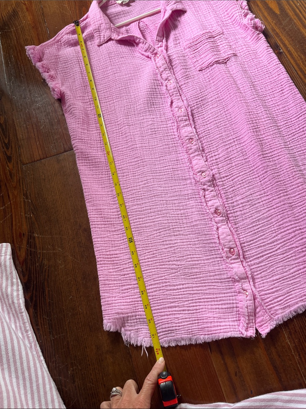 Umgee Pink Gauze Button-Front Mini Dress - Picture 3 of 3